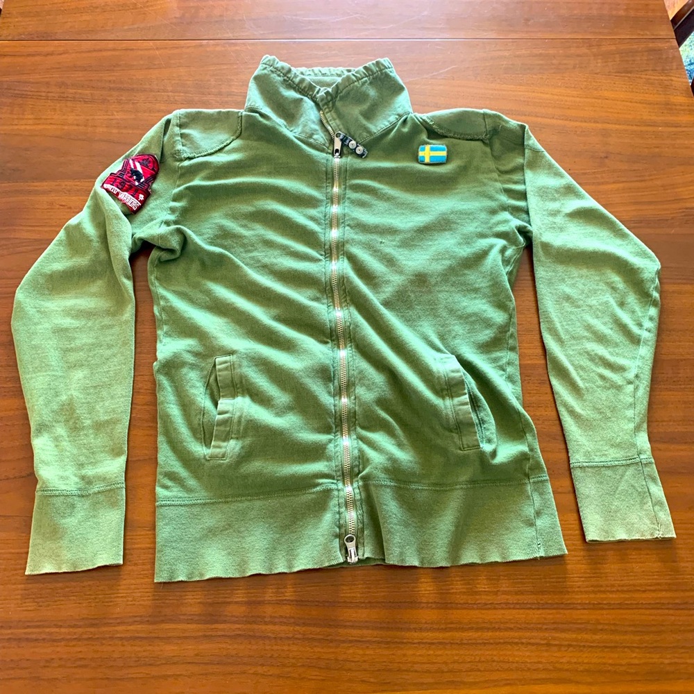 Zara Man zip front jacket. Green. Size large